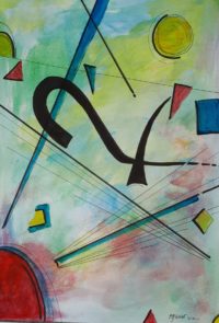 A la Vassily Kandinsky 02/ Aquarelle et encre / 50 x 70