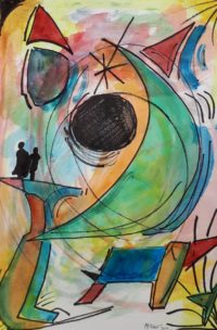 Rèverie à la Miro / Aquarelle et encre / 50 x 70 