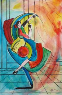 La danseuse à la Miro / Aquarelle et encre / 50 x 70 