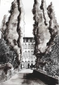 L'allée du château 02 / Encre / 50 x 70 