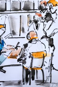 Cours en atelier / Encre et aquarelle / 30 x 50 