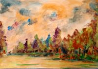 En bordure des bois 02 / Aquarelle et encre / 70 x 50 