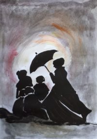 Ombres et famille / Encre et aquarelle / 50 x 70 