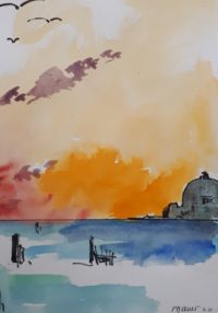 A la Turner, Venise 02 / Aquarelle et encre / 30 x 50 
