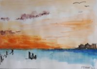 A la Turner, Venise 07 / Aquarelle et encre / 50 x 30