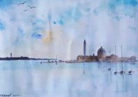 A la Turner, Venise 08 / Aquarelle et encre / 50 x 30