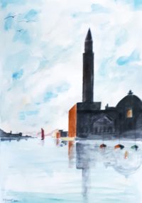 Venise, reflets / Aquarelle et encre / 50 x 70 