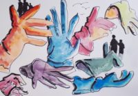 Jeux de gants / Aquarelle et encre / 70 x 50