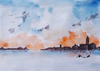 A la Turner, Venise 11 / Aquarelle et encre / 50 x 30