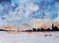 A la Turner, Venise 13 / Aquarelle et encre / 50 x 30