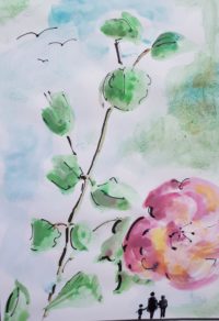 Nature fleurie 02 / Aquarelle et encre / 30 x 50 