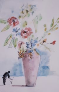 Vase fleuri 07 / Aquarelle et encre / 30 x 50 