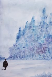 L'orée en hiver 01 / Aquarelle et encre / 30 x 50 