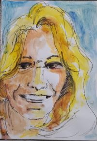 Portrait féminin 02 / Aquarelle et encre / 30 x 50 