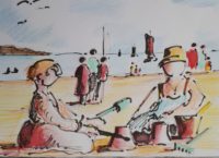 Jeux de plage / Encre et aquarelle / 50 x 30 