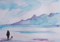 Promenade hivernale / Aquarelle et encre / 70 x 50 