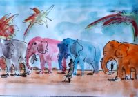 Univers animal 01 / Aquarelle et encre / 50 x 30 