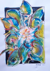 Univers floral 05 / Acrylique et encre / 30 x 50 