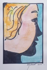 Profil 01 / Aquarelle et encre / 30 x 50 