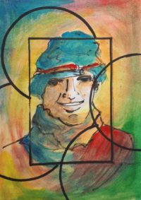 Le sourire au turban / Aquarelle et encre / 30 x 50 