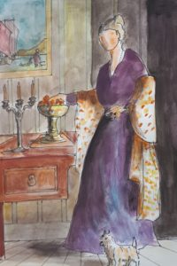 La robe violet / Aquarelle et encre / 50 x 70 