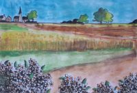 Ruralité 03 / Aquarelle et encre / 50 x 30 