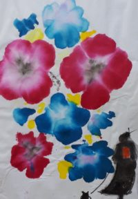 Promenade florale 12 / Aquarelle et encre, papier Japon / 30 x 50 