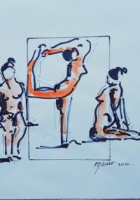Exercices physiques / Encre et aquarelle / 30 x 50 
