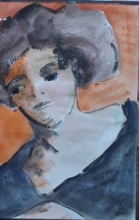 Portrait femme 01 / Aquarelle et encre / 30 x 50 