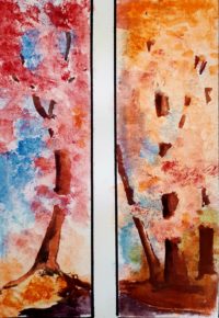 Sur les sentiers forestiers 01 / Aquarelle et encre / 30 x 50 