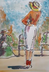 Le pantalon blanc / Aquarelle et encre / 30 x 50 