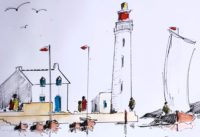 Le port du phare 01 / Encre et aquarelle / 50 x 30 