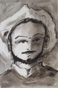 Portrait au beret / Encre / 50 x 70 