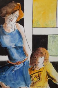 Mère et fille / Aquarelle et encre / 50 x 70 