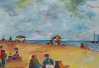 Bord de plage / Aquarelle et encre / 70 x 50 