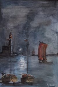 Clair de lune / Encre, gouache et aquarelle / 50 x 70 