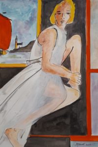 La robe blanche / Encre et aquarelle / 50 x 70 