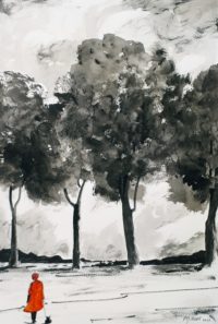 A l'ombre des arbres 02 / Encre et aquarelle / 50 x 70 