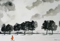A l'ombre des arbres 01 / Encre et aquarelle / 70 x 50 