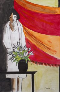 Femme à la draperie / Encre et aquarelle / 50 x 70 