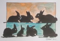 Rendez-vous des lapins / Encre et aquarelle / 50 x 30