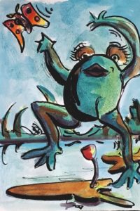La grenouille géante / Aquarelle et encre / 30 x 50 