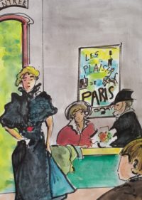 Aux plaisirs de Paris / Aquarelle et encre / 30 x 50 
