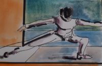 Sport : Escrime / Aquarelle et encre / 50 x 30