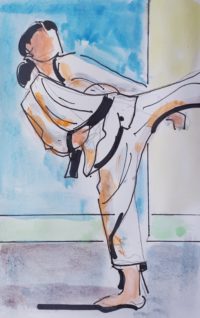 Sport : Judo / Aquarelle et encre / 30 x 50