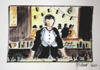 La barmaid / Aquarelle et encre / 50 x 30