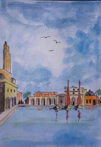 Venise : Marine 01 / Aquarelle et encre / 30 x 50