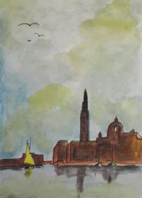 Venise : Marine 02 / Aquarelle et encre / 30 x 50