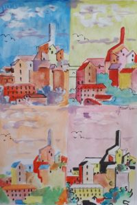 Village italien 02 / Aquarelle et encre / 30 x 50