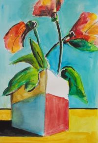 Vase bicolore / Encre et aquarelle / 30 x 50 